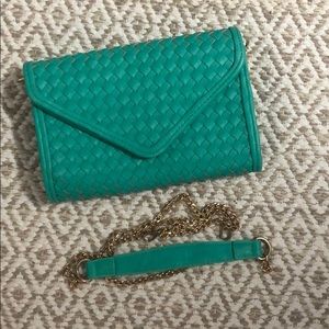 Green Basket weave clutch